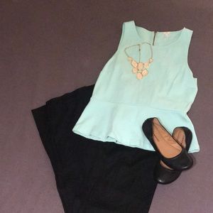 J. Crew.  Peplum tank.  Mint green